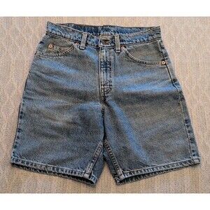 Vintage 90s Levi's 550 Relaxed Fit Orange Tab Paper Tag Distressed Denim Shorts